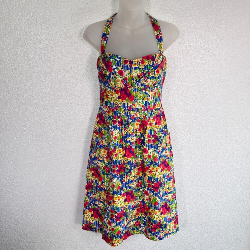 Anthropologie Girls From Savoy Dress Womens 6 Floral Sundress Retro Rockabilly